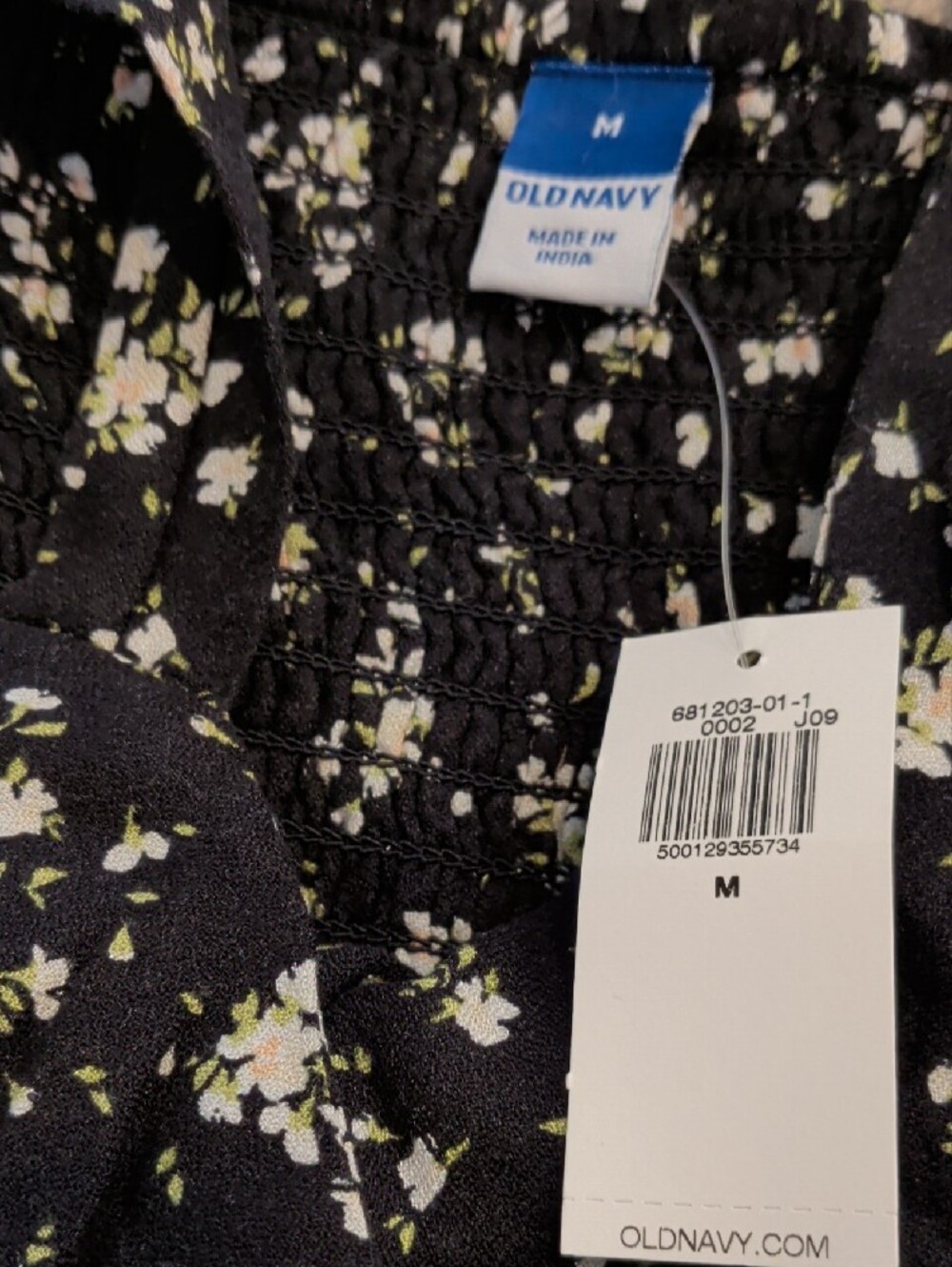 Women's Black Floral Sundress with White Daisies Medium - Picture 2 of 3